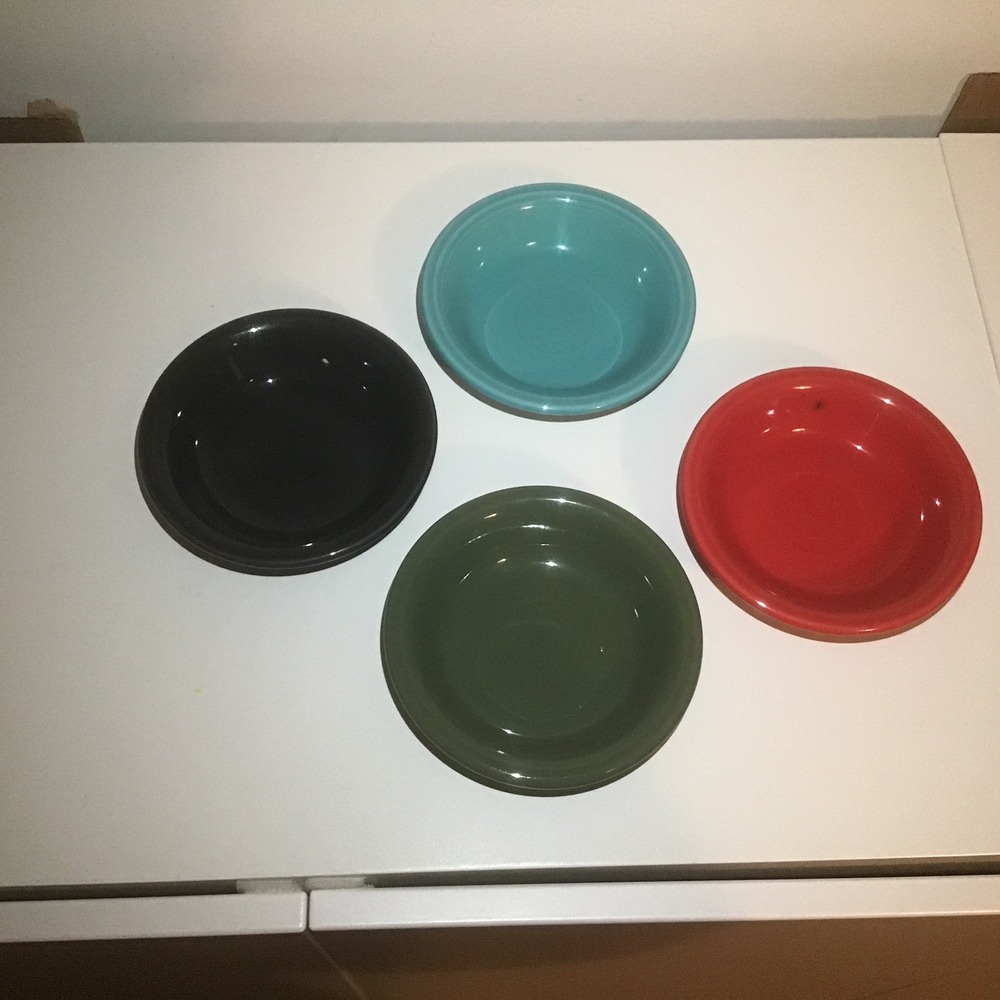 Fiesta Fruit Bowls Set of 4 Turquoise Scarlet Red Sage Green Black HLC USA
